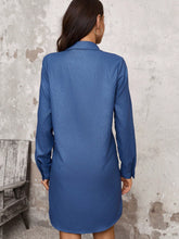 Twist Front Half Placket Shirt Dress Without Waist Belt